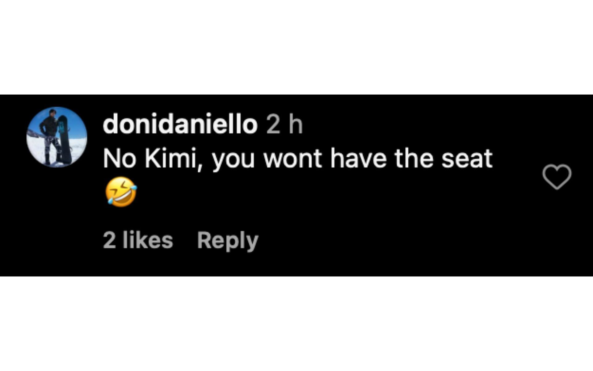 A comment on Sky Sports F1's Instagram post | Source: Instagram